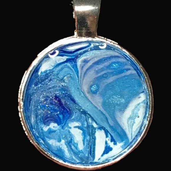 NWOT Wearable Art Necklace, Fluid Art Pendant - Picture 2 of 12
